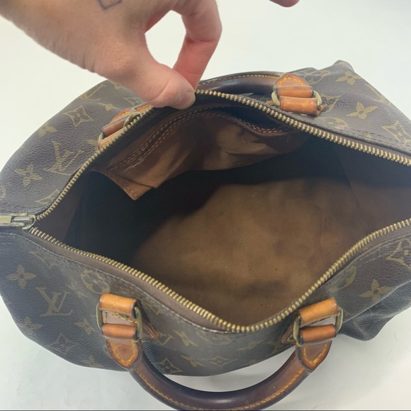 Louis Vuitton Speedy Monogram Canvas Tan & Brown Handbag Purse - Picture 6 of 12